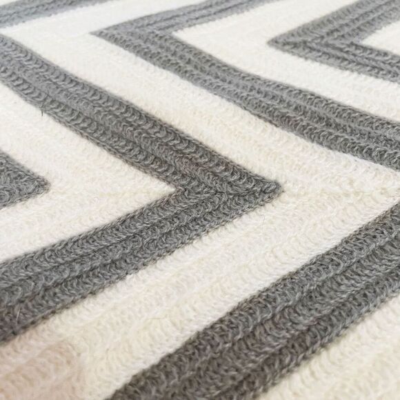 Pottery Barn Chevron Crewel Embroidered Lumbar Pillow Cover Grey - Picture 5 of 6